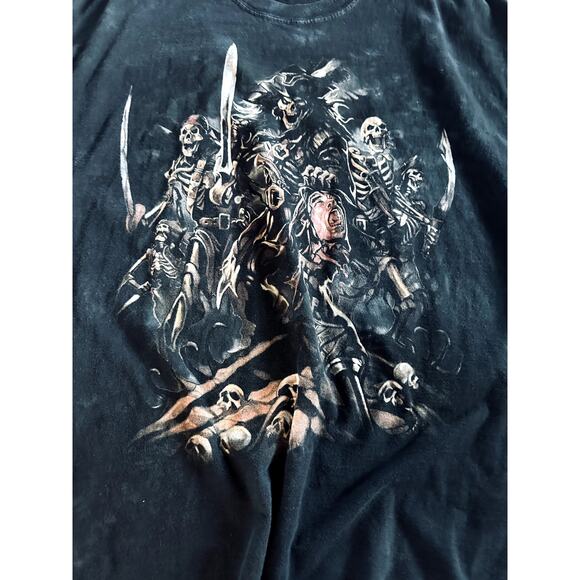 Vintage Skulbone Y2K Men's Graphic T shirt Size XL Black Pirate Skull Gothic USA - Picture 5 of 5